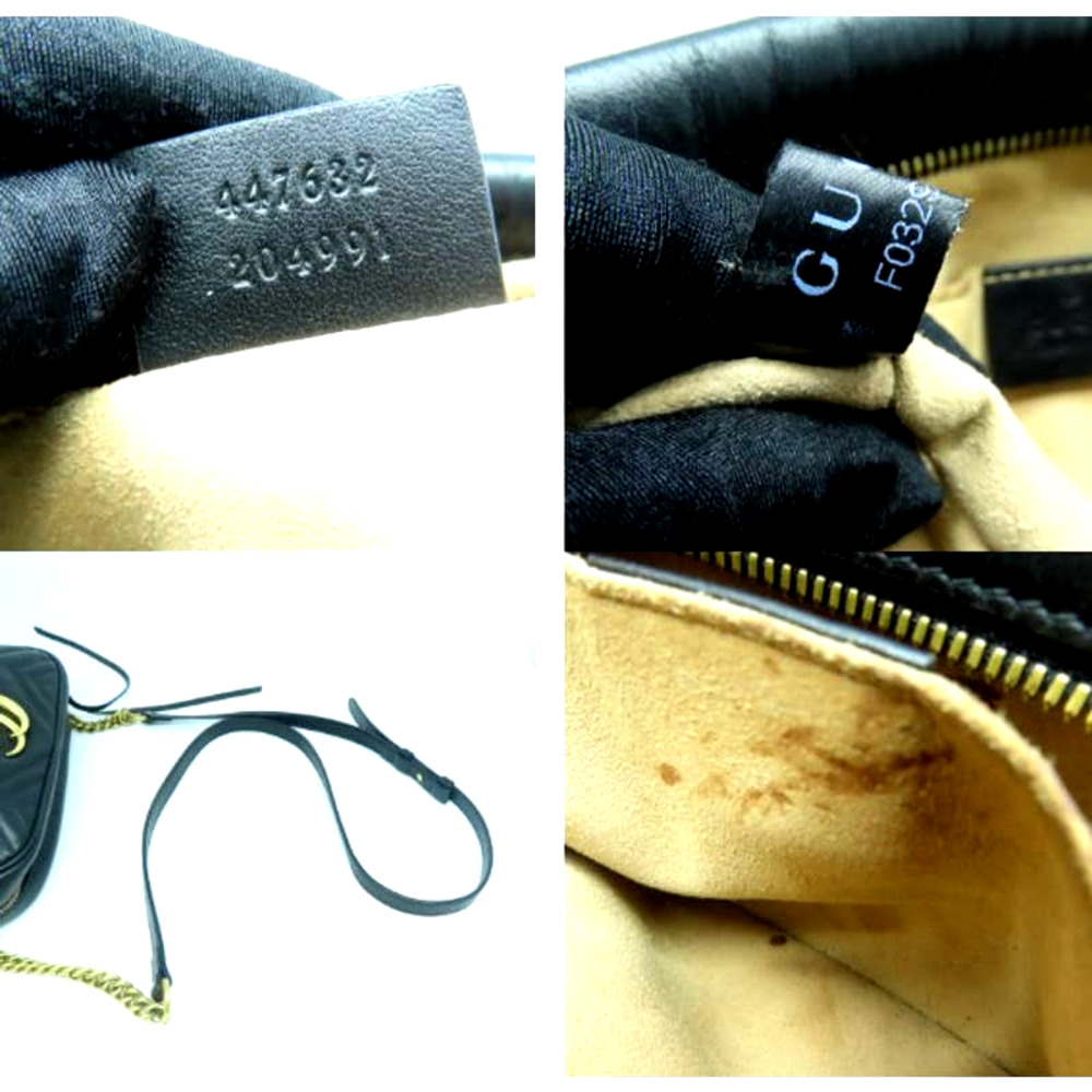 💎✨BEAUTIFUL✨💎 Gucci GG Marmont Chain Crossbody  Leather Black Shoulder Bag - Picture 12 of 14